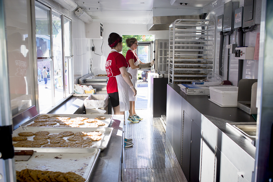 The truck is outfitted with two convection ovens, a refrigerator and a freezer; it's surprisingly spacious. Food_Truck_Debut-5