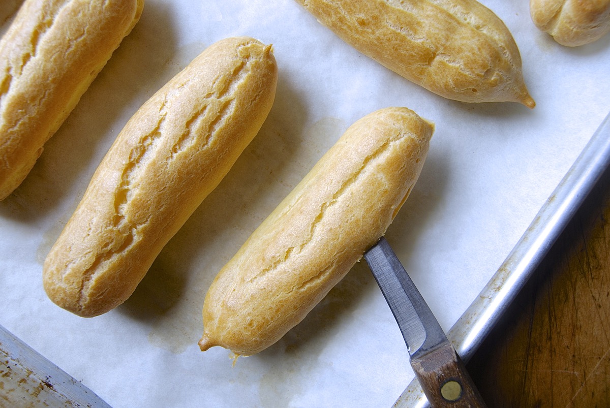 Dark Chocolate Eclairs Bakealong via @kingarthurflour
