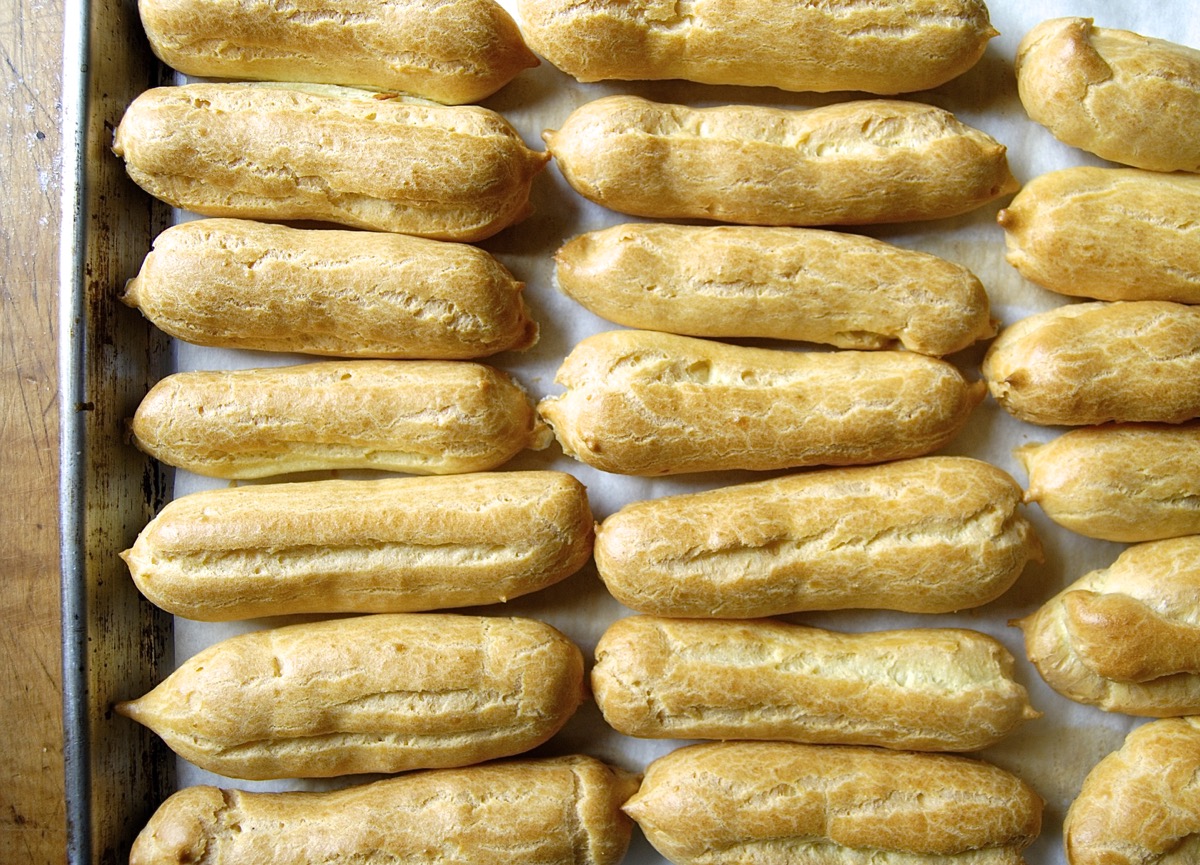 Dark Chocolate Eclairs Bakealong via @kingarthurflour