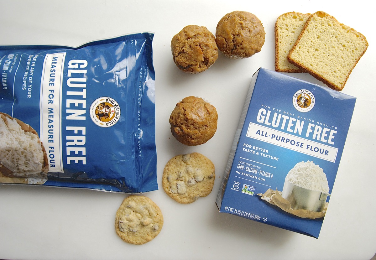 Bags of King Arthur Measure for Measure flour and gluten-free flour.