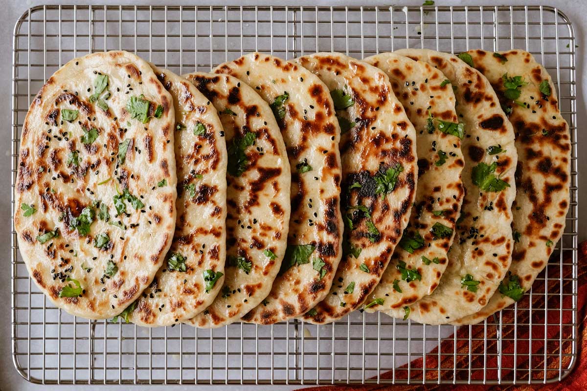 Naan on cooling rack