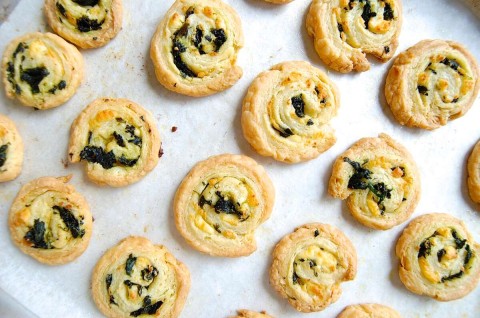 Savory rugelach on baking sheet