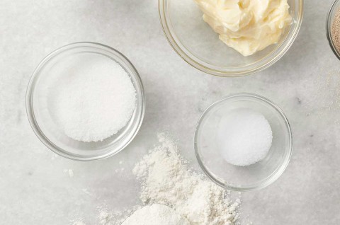 Bowls of salt on counter