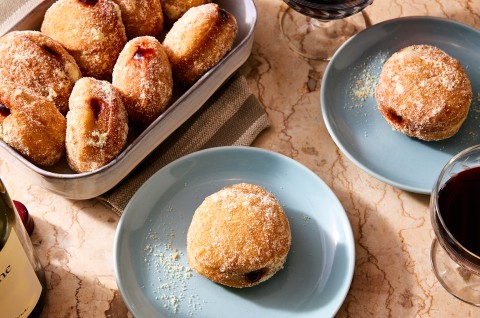 Olive Oil Sufganiyot (Hanukkah Jelly Doughnuts)  - select to zoom