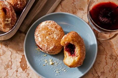 Olive Oil Sufganiyot (Hanukkah Jelly Doughnuts) - select to zoom