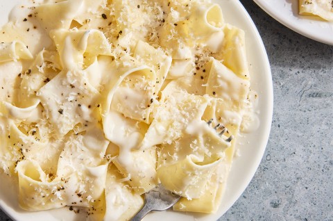 Sourdough Pasta cookied in a white sauce - select to zoom