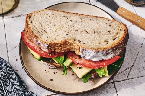 A sandwich made using Caraway Rye Bread - select to zoom