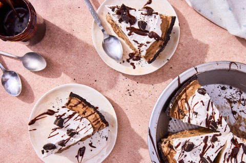 Mocha Madness Ice Cream Pie served on two plates - select to zoom