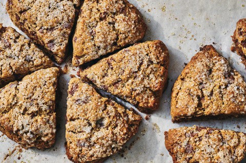 Cinnamon Whole Wheat Scones on parchment paper - select to zoom