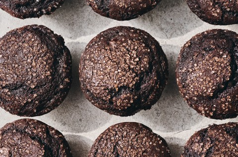 A bunch of Chocolate Breakfast Muffins from overhead - select to zoom