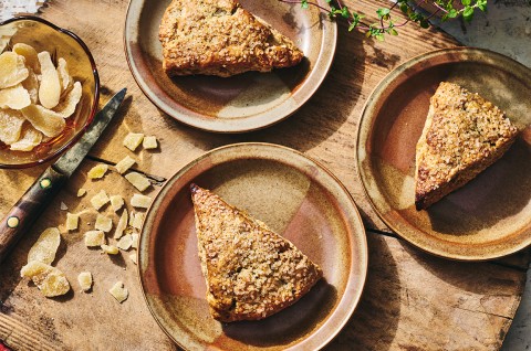 Ginger Scones on plates - select to zoom