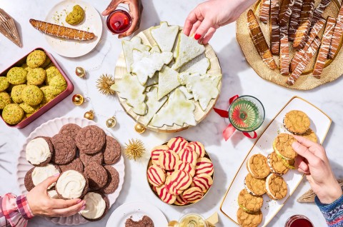 platters of holiday cookies