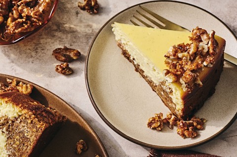 Carrot Cake Cheesecake on a plate ready to eat! - select to zoom