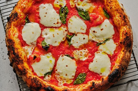 Margherita Pizza fresh out of the oven - select to zoom