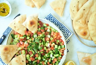 Whole Wheat Pita with Middle Eastern Salad