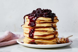 Masa Harina Pancakes with Blueberry Sauce