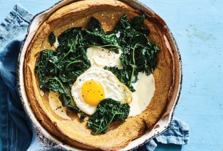 Rye Puff Pancake with Greens and Eggs
