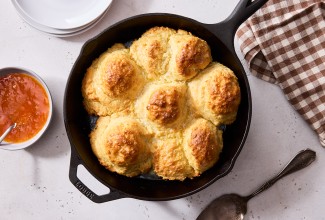 Cathead Biscuits in a cast iron pan