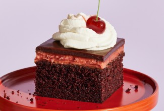 Chocolate-Covered Cherry Cake on a plate