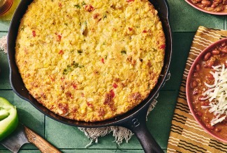 Sopa Paraguaya in a cast iron pan