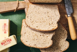 Whole Wheat and Rye Sourdough Bread sliced up