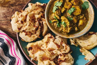 Buss Up Shut (Paratha Roti) on a plate