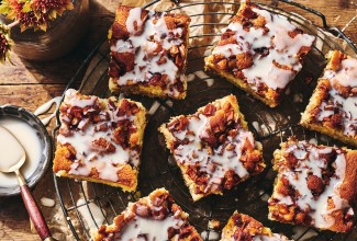 Apple Fritter Cake on a cooling rack