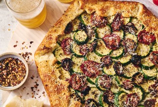 Savory Zucchini Galette on a counter seen from above