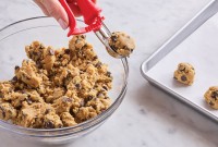 Scooping cookies with a cookie scoop