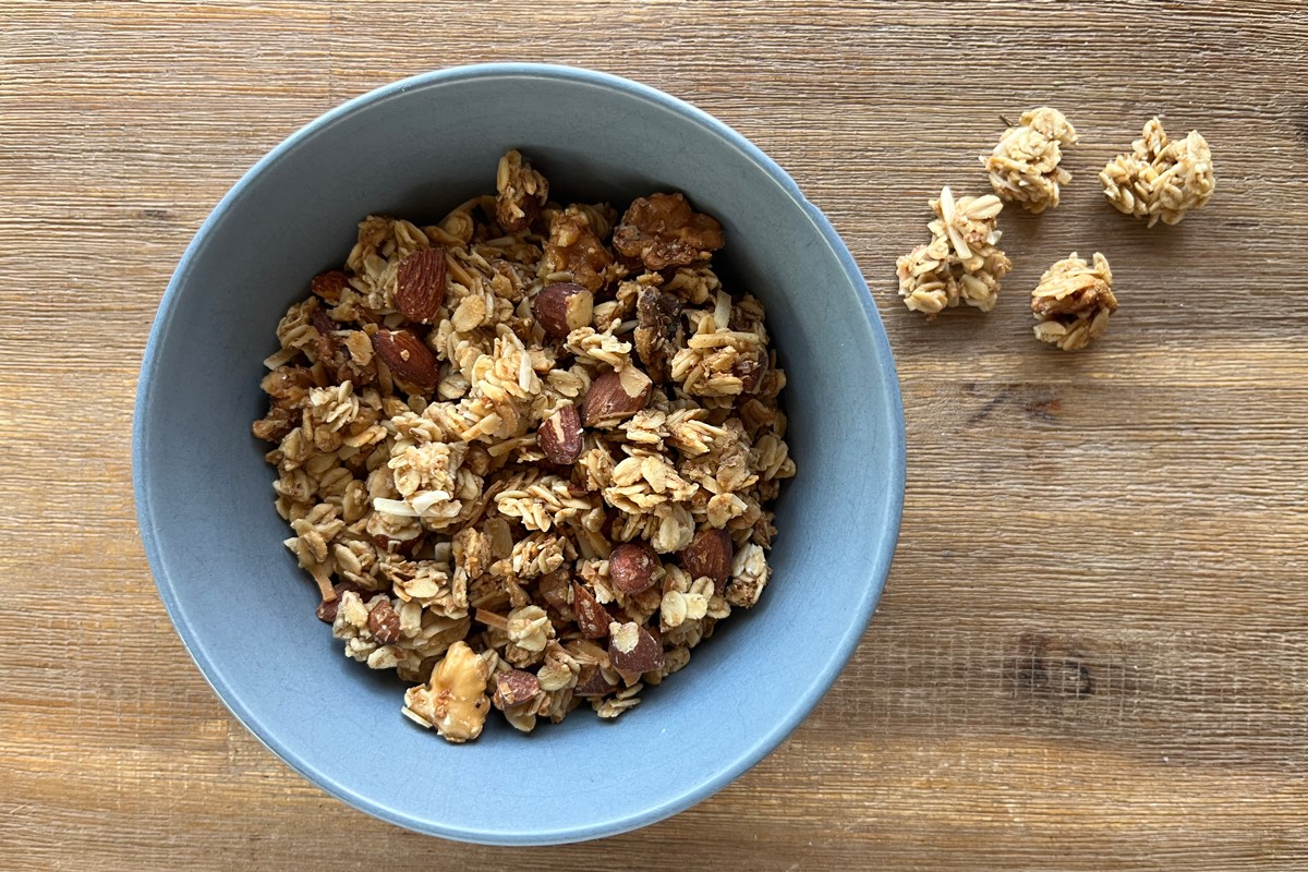 Crunchy granola recipe made with sourdough