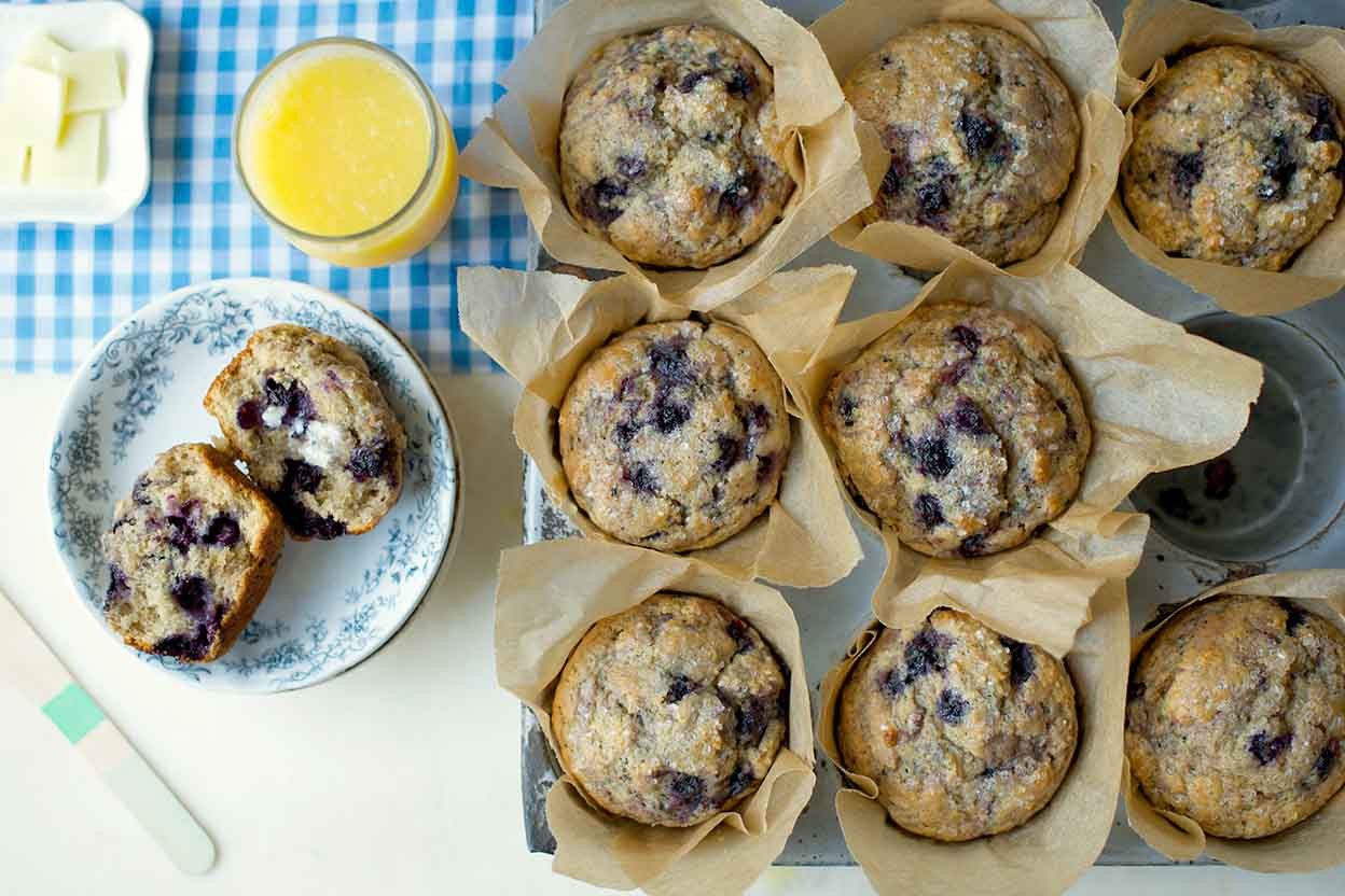 100% Whole Wheat Blueberry Muffins