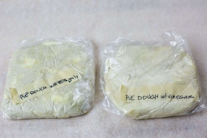 Pie dough without vinegar from the fridge, pie dough with vinegar from the fridge