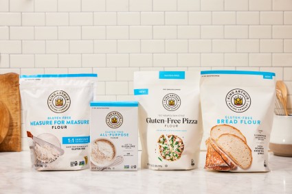 Lineup of four different gluten-free flours