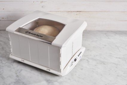 Folding bread proofer with bread dough inside