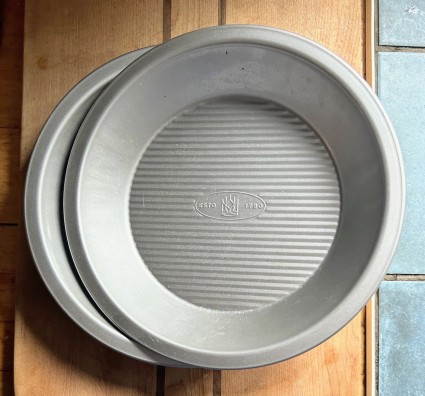 Two King Arthur 9" pie pans, one partially nested atop the other.