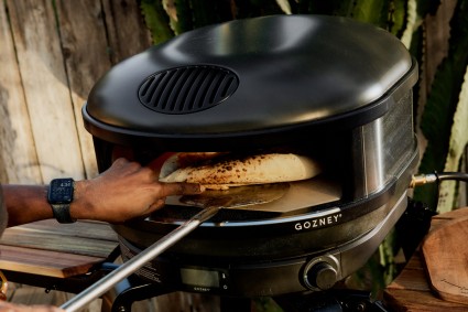 Baking a pizza in a Gozney pizza oven