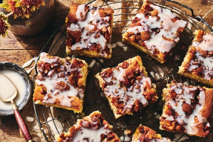 Apple Fritter Cake on a cooling rack