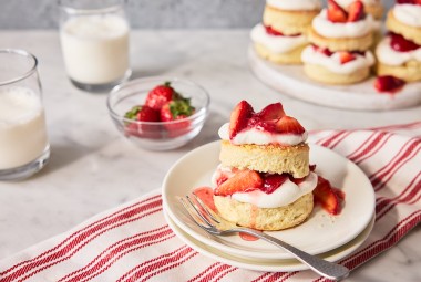 Buttermilk Strawberry Shortcakes on a plate