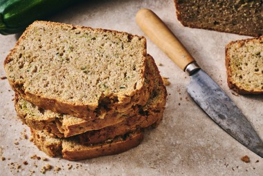 Almond Flour Zucchini Bread sliced and stacked