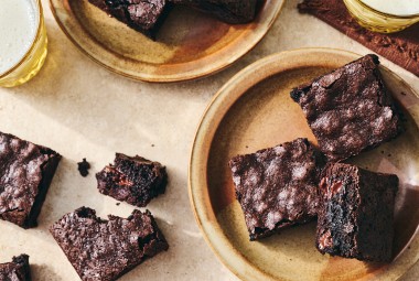 Deep-Dark Fudgy Brownies on a plate