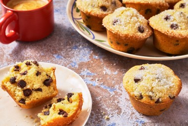 Easy Chocolate Chip Muffins on a counter